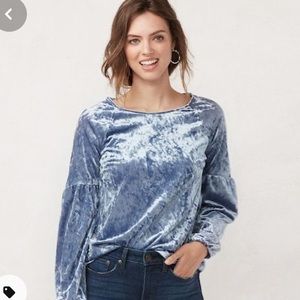 Blue Crushed Velvet Top